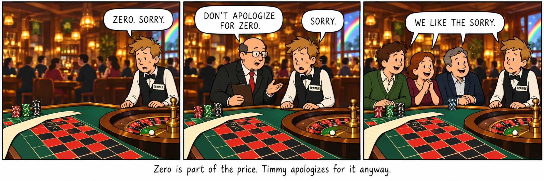 Lo zero fa parte del prezzo. Timmy se ne scusa lo stesso.