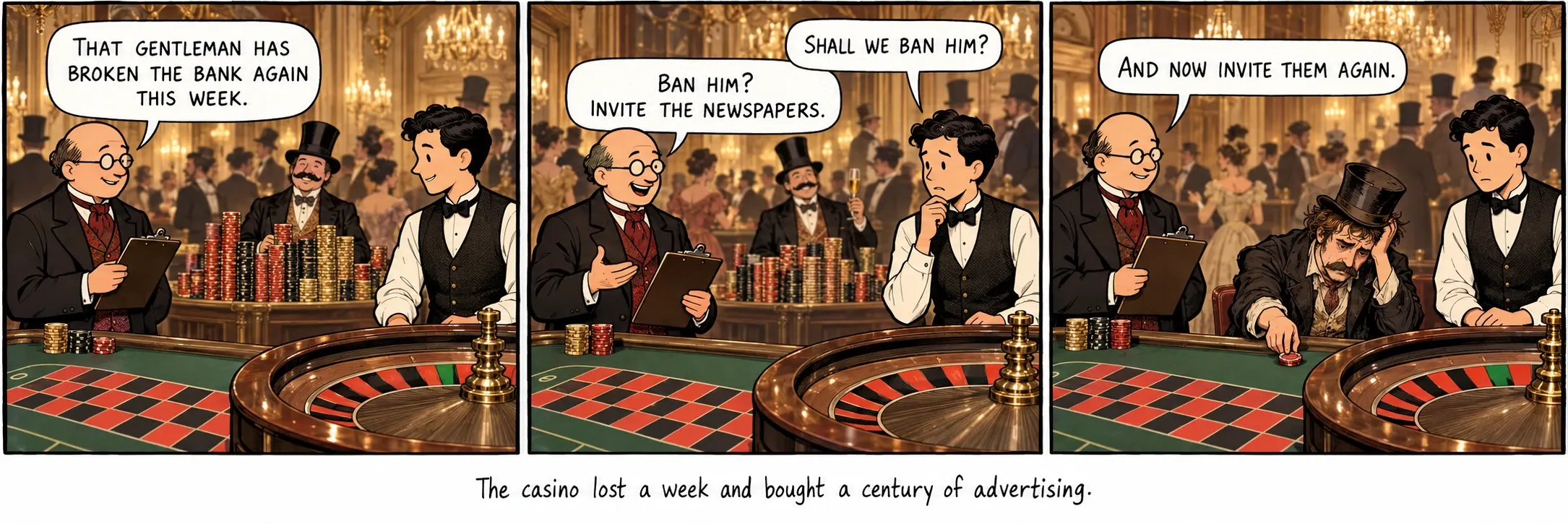 Il casinò perse una settimana e comprò un secolo di pubblicità.